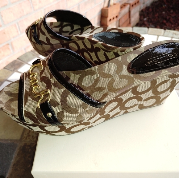 NEW COACH SIG C WEDGE SLIDES SANDALS PLATFORM SIZE 6 - Picture 2 of 4